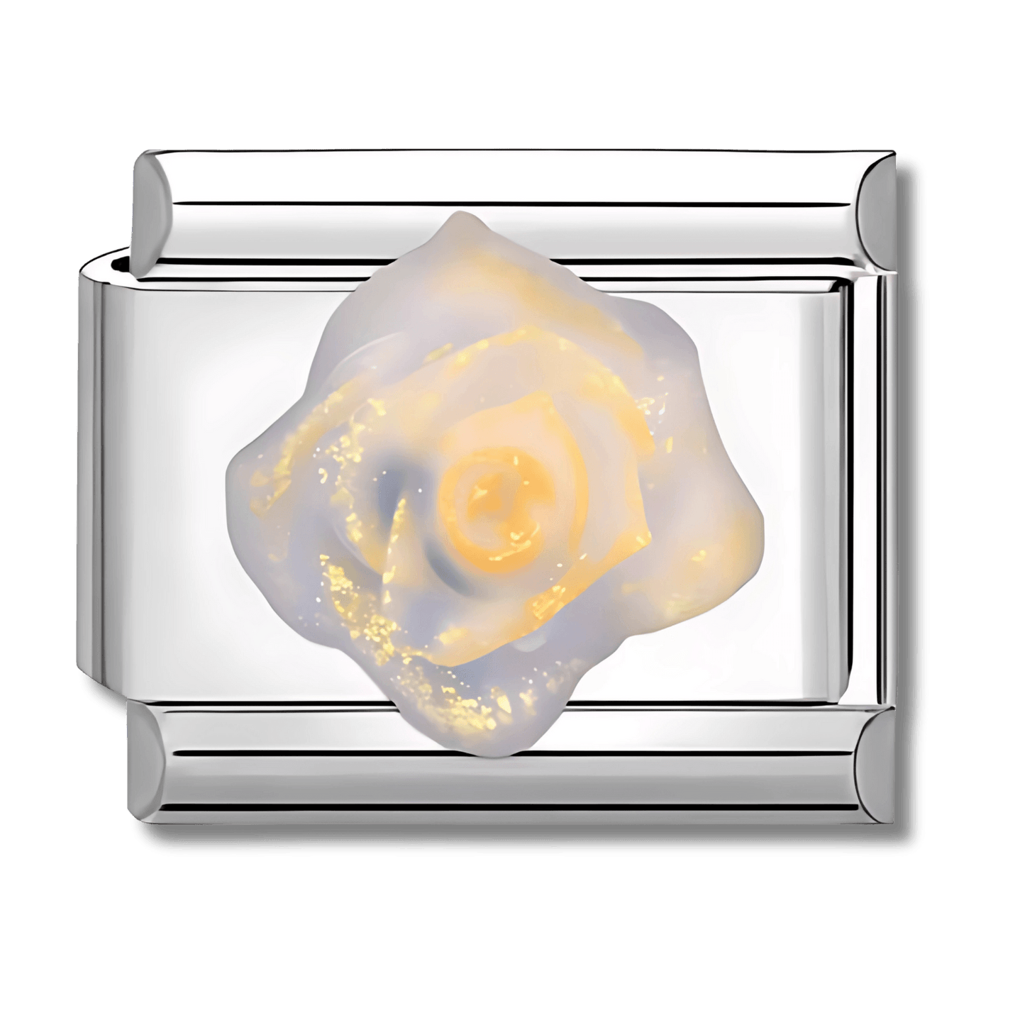 Charm rose blanche pailleté - Bellacharms