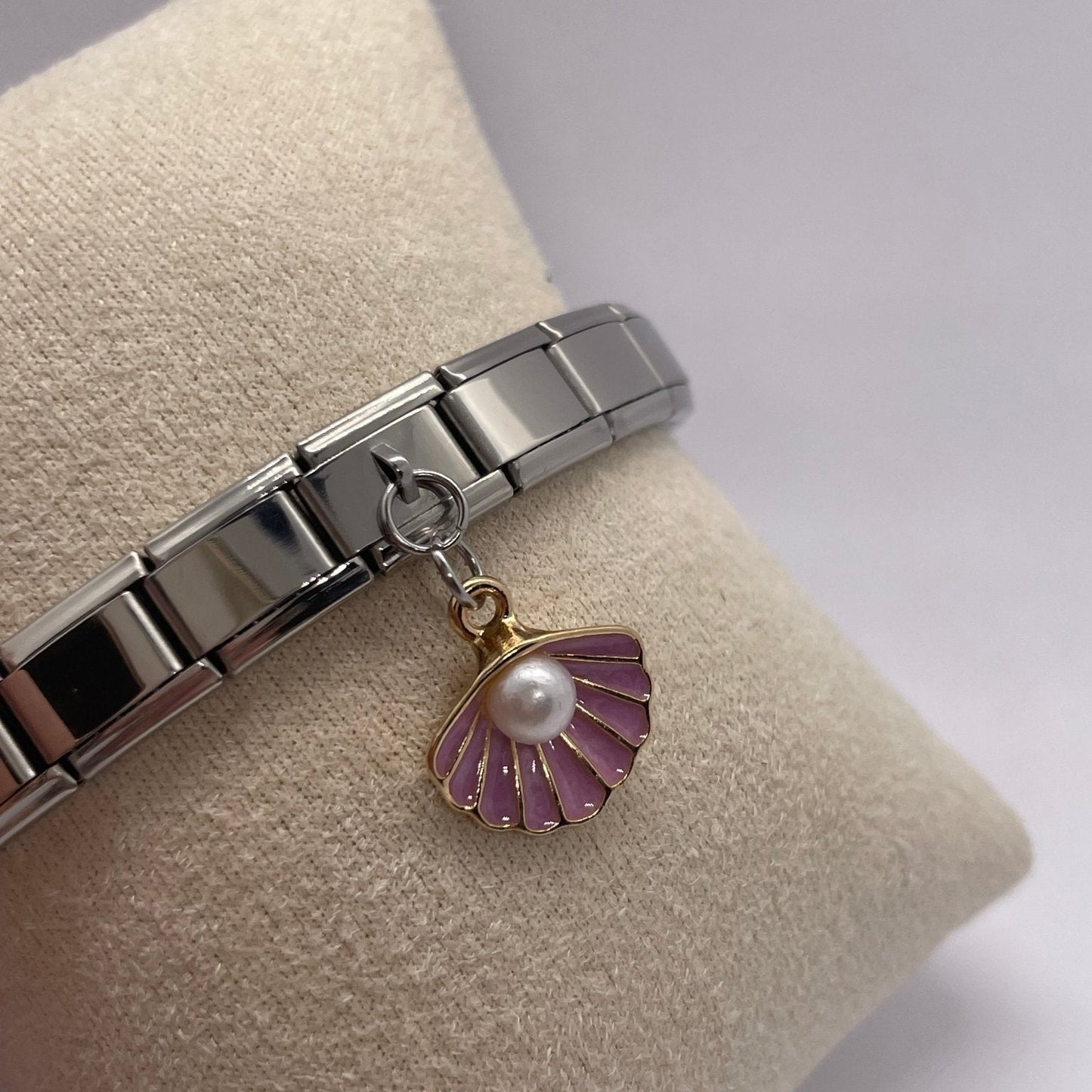 Pendentif coquillage rose avec perle - Bellacharms