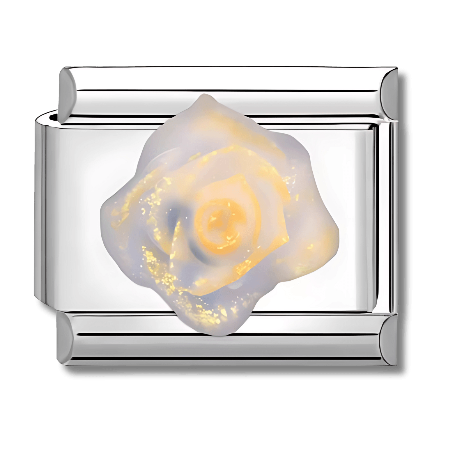 Charm rose blanche pailleté - Bellacharms