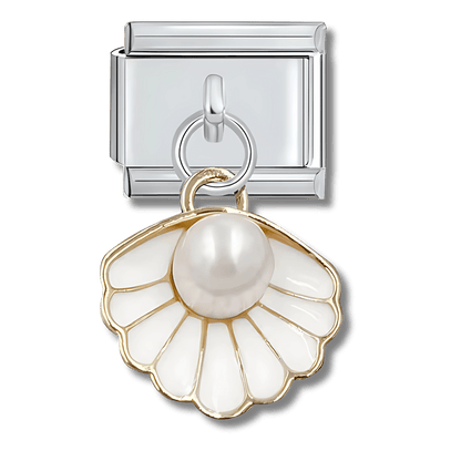 Pendentif coquillage blanc avec perle - Bellacharms