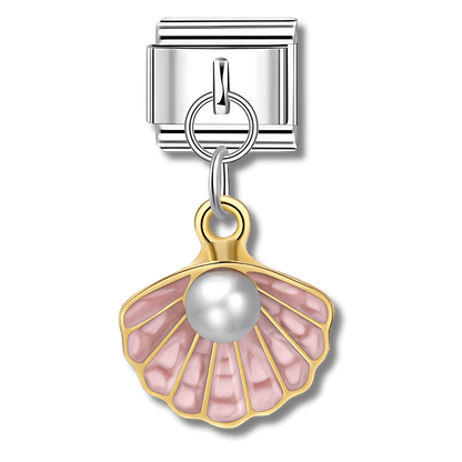 Pendentif coquillage rose avec perle - Bellacharms