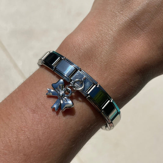 Pendentif nœud papillon argenté - Bellacharms
