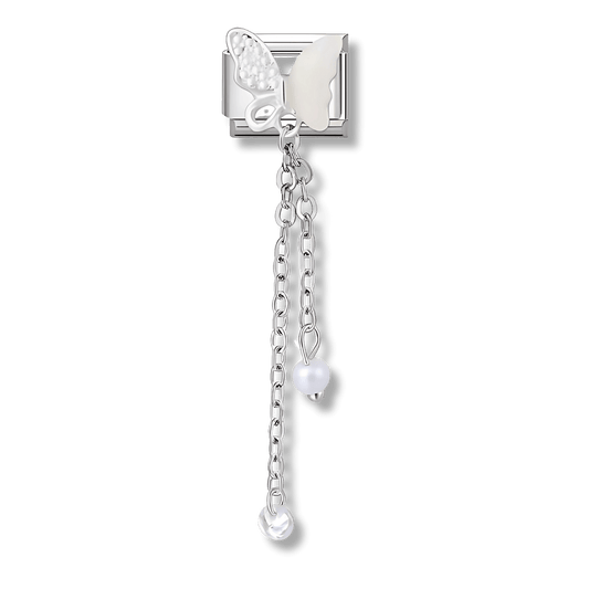 Pendentif papillon blanc et strass - Bellacharms
